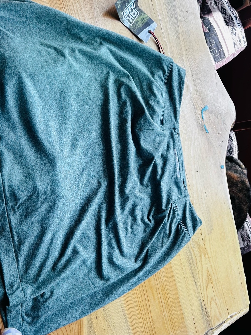 Duluth Trading Co Heather Teal Crewneck Short Sleeve Top